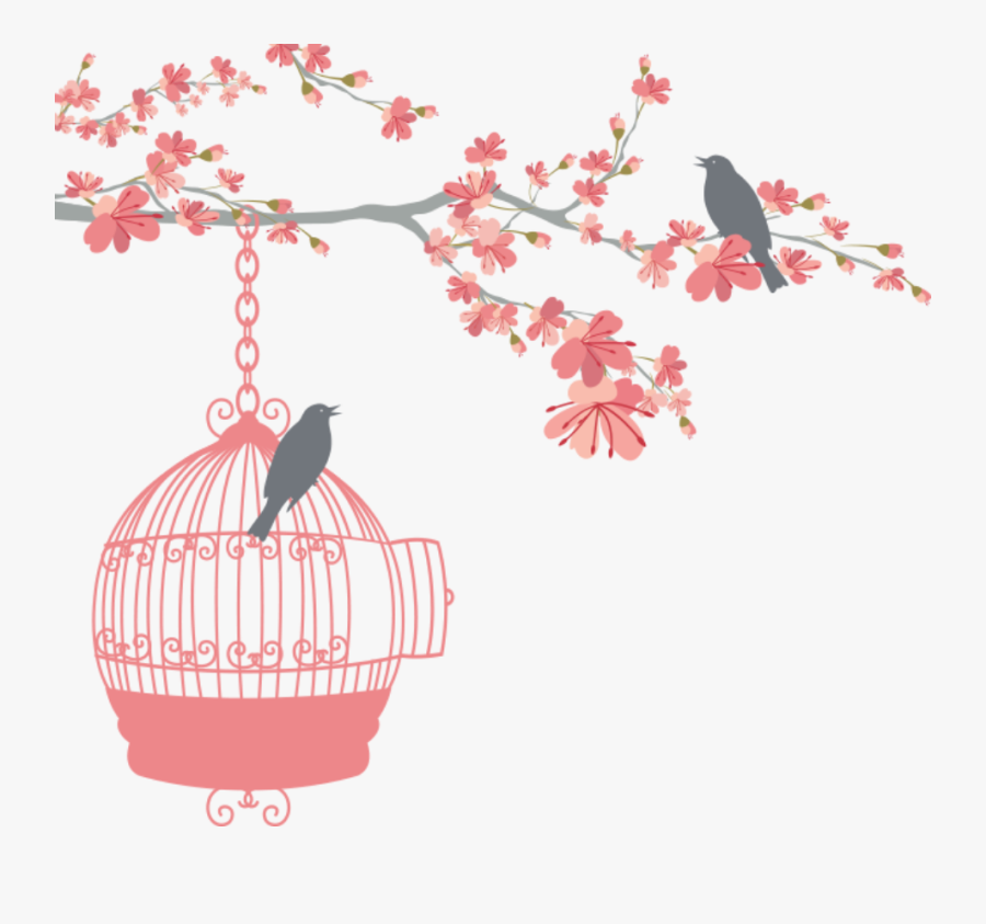 #birdcage #birds #flowers #pink #pinkflowers #tree - Bird Cage Wedding Clipart, Transparent Clipart