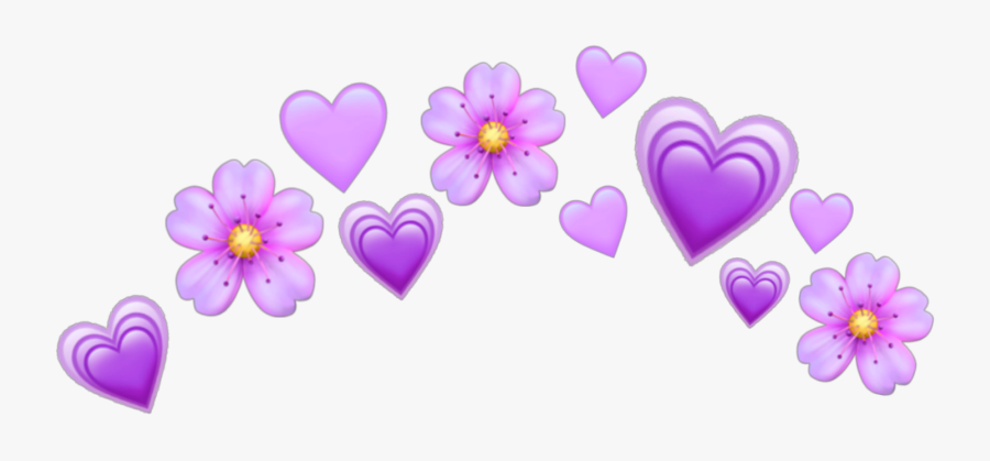 #purple #purpleheart #hearts #heart #crown #heartcrown - Heart And Flowers Emoji, Transparent Clipart