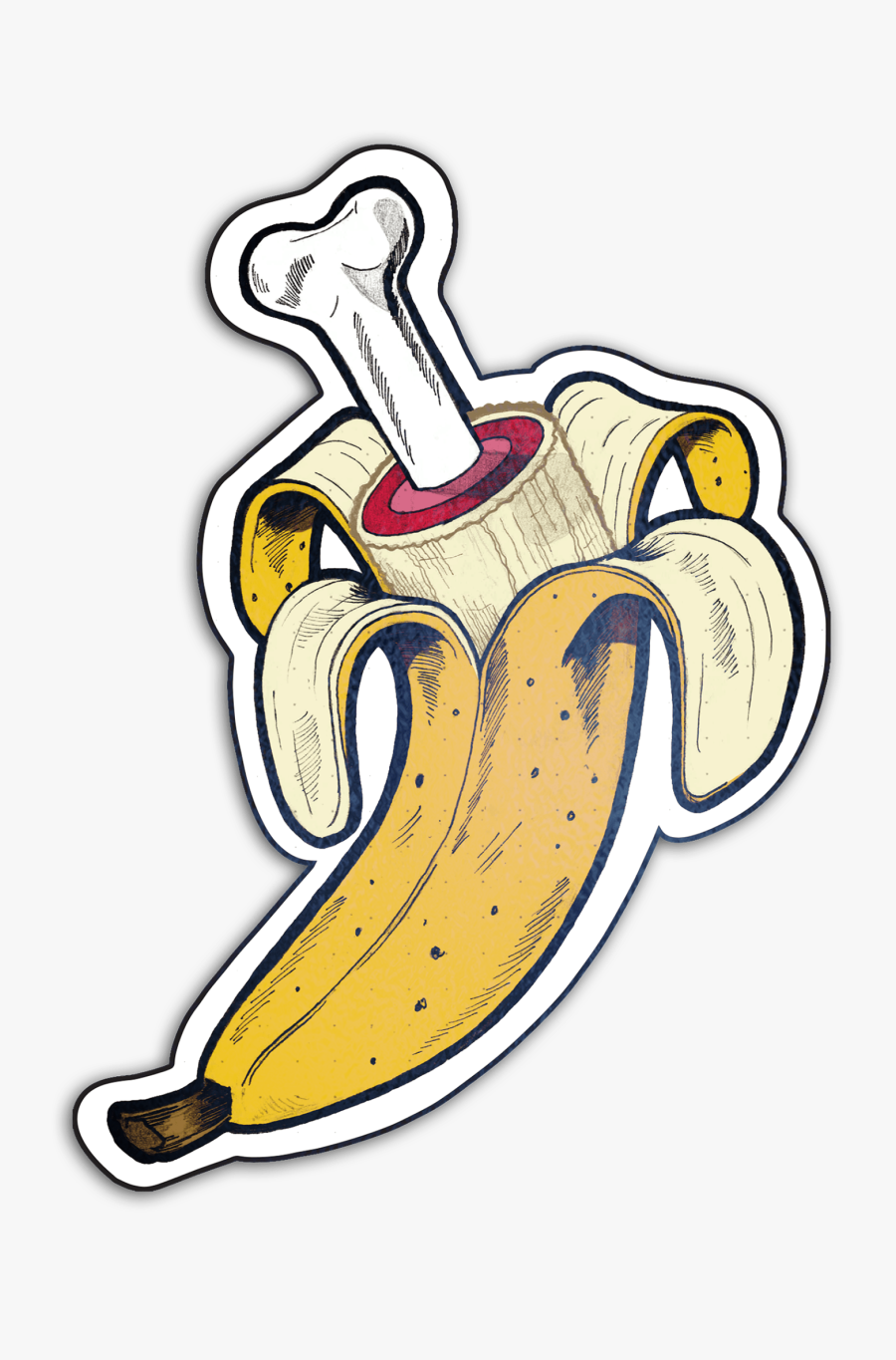 Clipart Royalty Free Library Banana Bone Peel Into - New School Drawing Tattoo Funny, Transparent Clipart