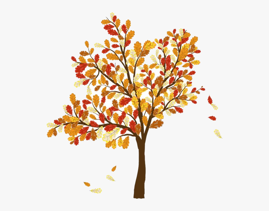 Fall Leaves Falling Off Trees Great Free Silhouette - Tree With Falling Leaves, Transparent Clipart