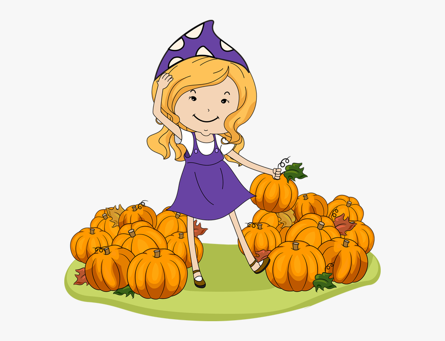 Girl Pumpkin Clipart Clip Royalty Free Download - Girls In Pumpkin Patch Clip Art, Transparent Clipart