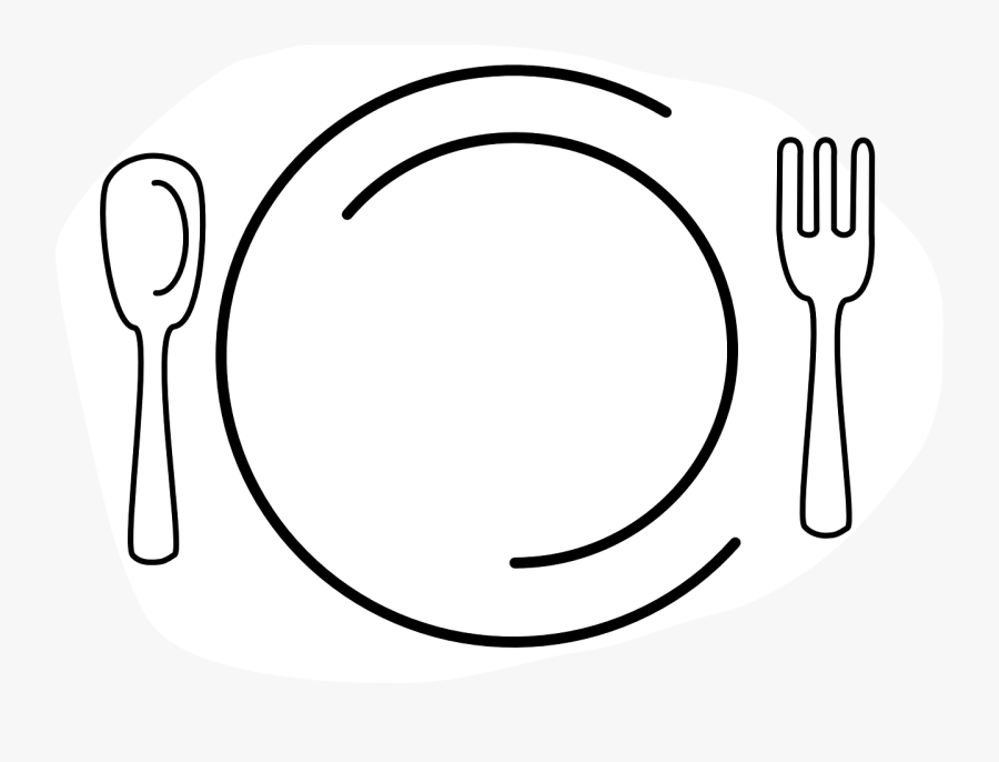 Dinner Plate Clipart Restaurant Plate - Black And White Plate Of Food Clipart, Transparent Clipart