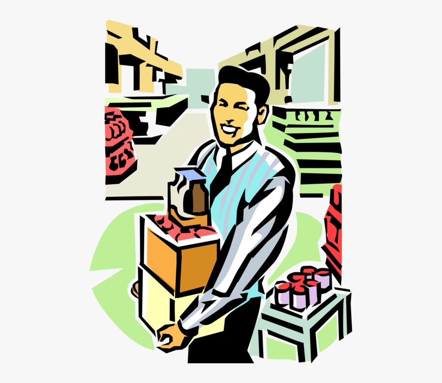 Transparent Grocery Store Clerk Clipart - Imagen Bagger Supermarket Animated, Transparent Clipart