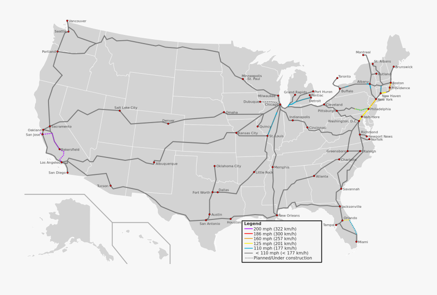Maps Of Trains Circa - Major Railways In The Usa, Transparent Clipart