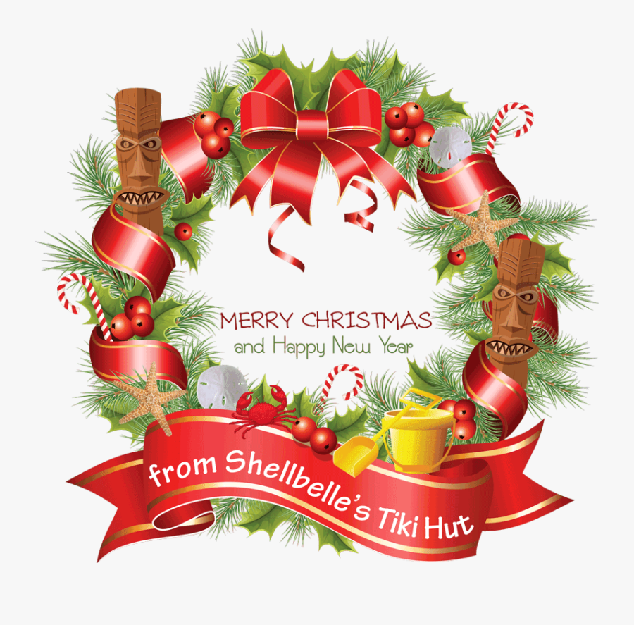 Shellbelle S Tiki Hut A Very Florida Christmas Goodie - Imagen De Corona Navideña, Transparent Clipart