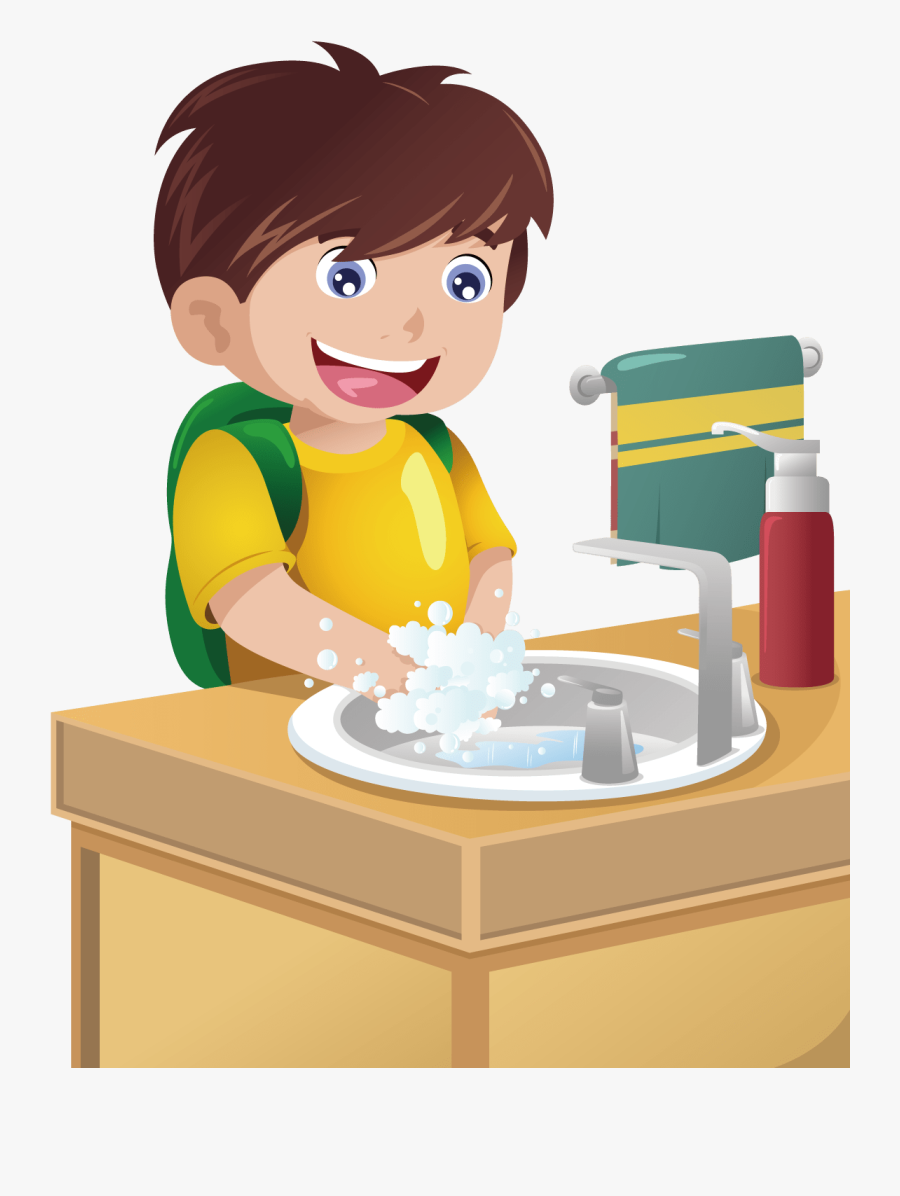 Boy Washing His Hands Cartoon, Transparent Clipart