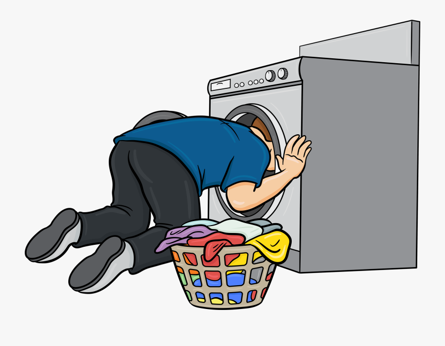 Man Doing Laundry Cartoon, Transparent Clipart