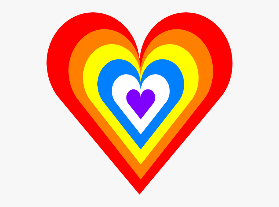 Rainbow Heart Clip Art At Clker - Colorful Heart Clip Art, Transparent Clipart