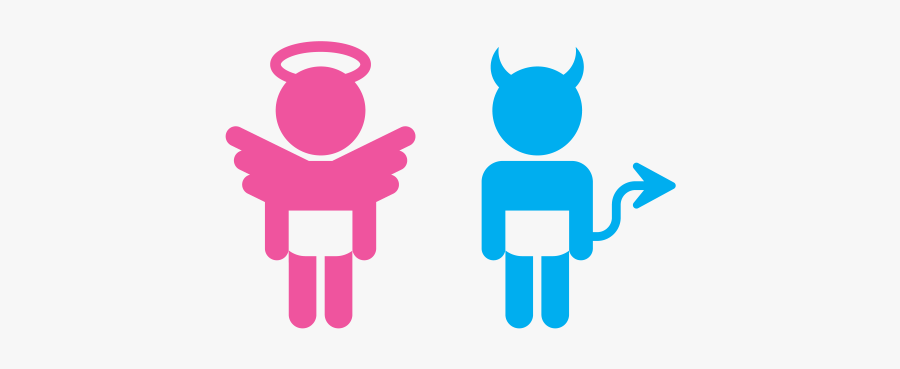 Printed Vinyl Wc Restroom - Half Angel And Half Devil, Transparent Clipart