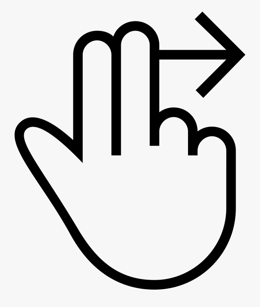 Swipe Right Two Fingers Gesture Outlined Hand Symbol - Tap With Two Fingers, Transparent Clipart