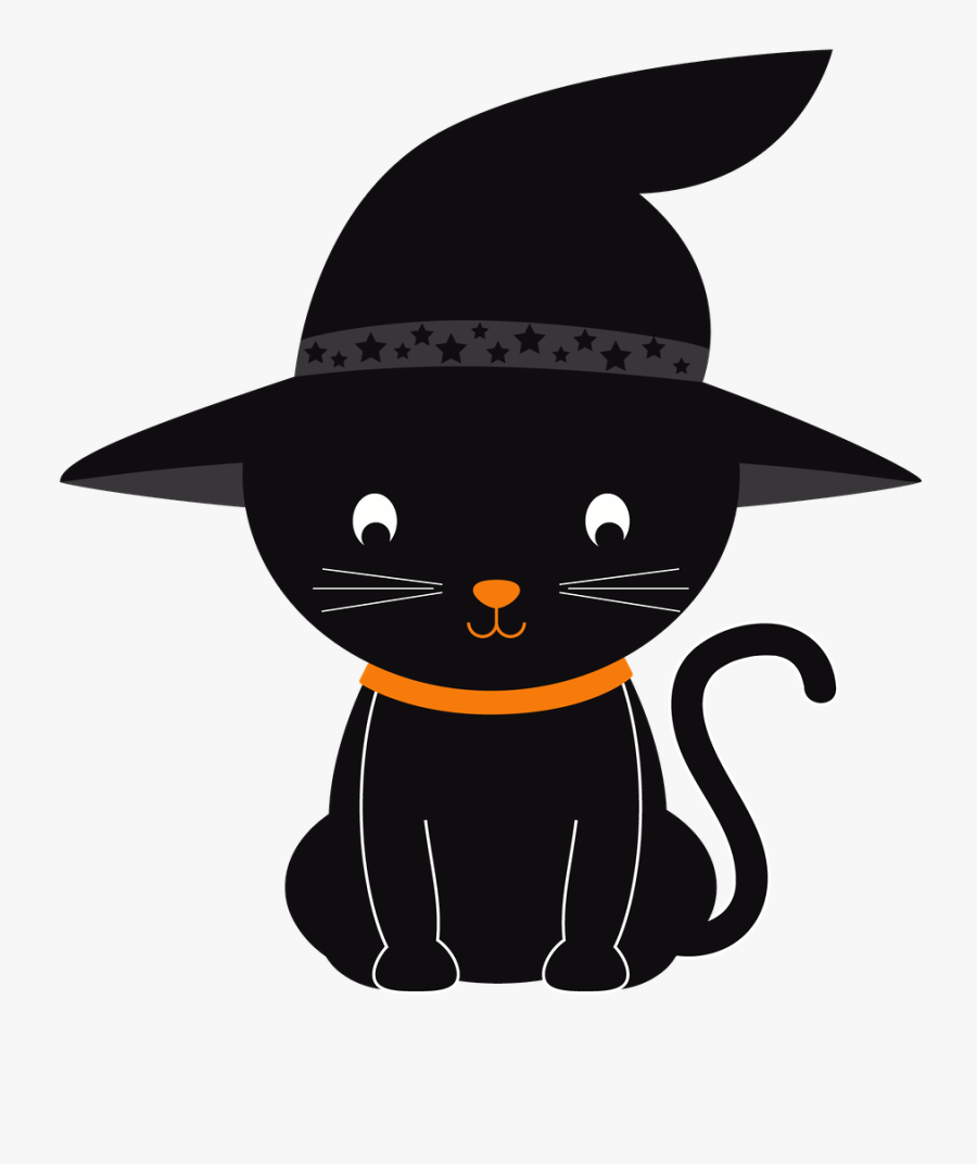 Transparent Witch Hat Clipart - Cute Halloween Cat Clipart ...