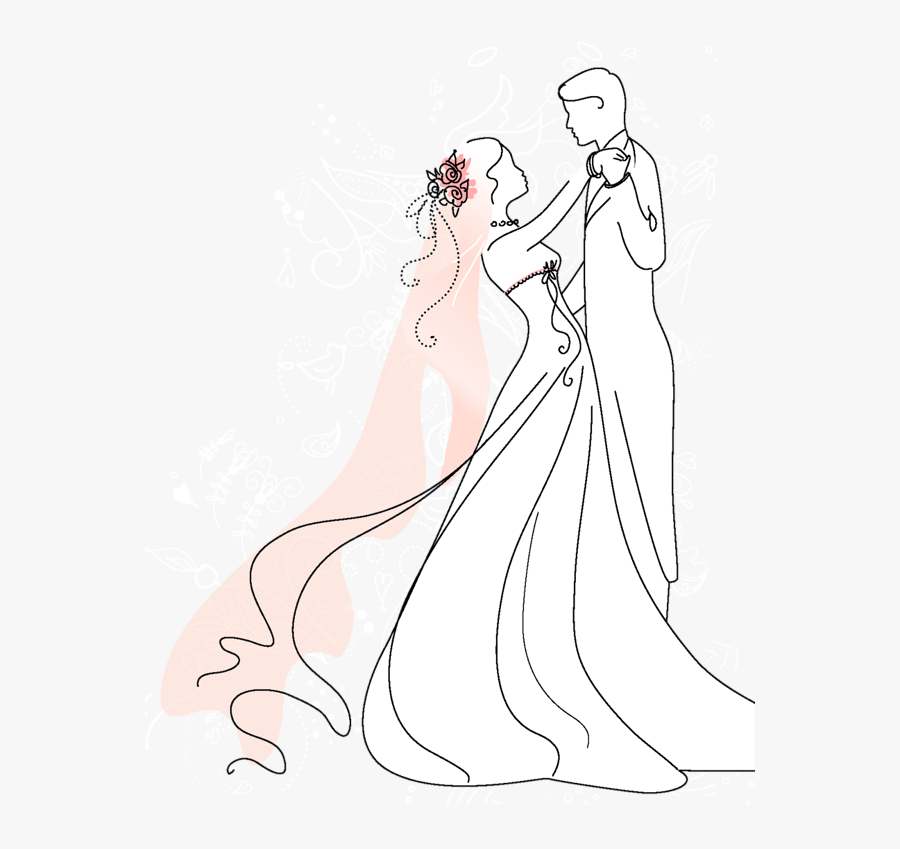 Clip Art Cute Bride And Groom Drawing - Wedding Couple Pencil Drawing