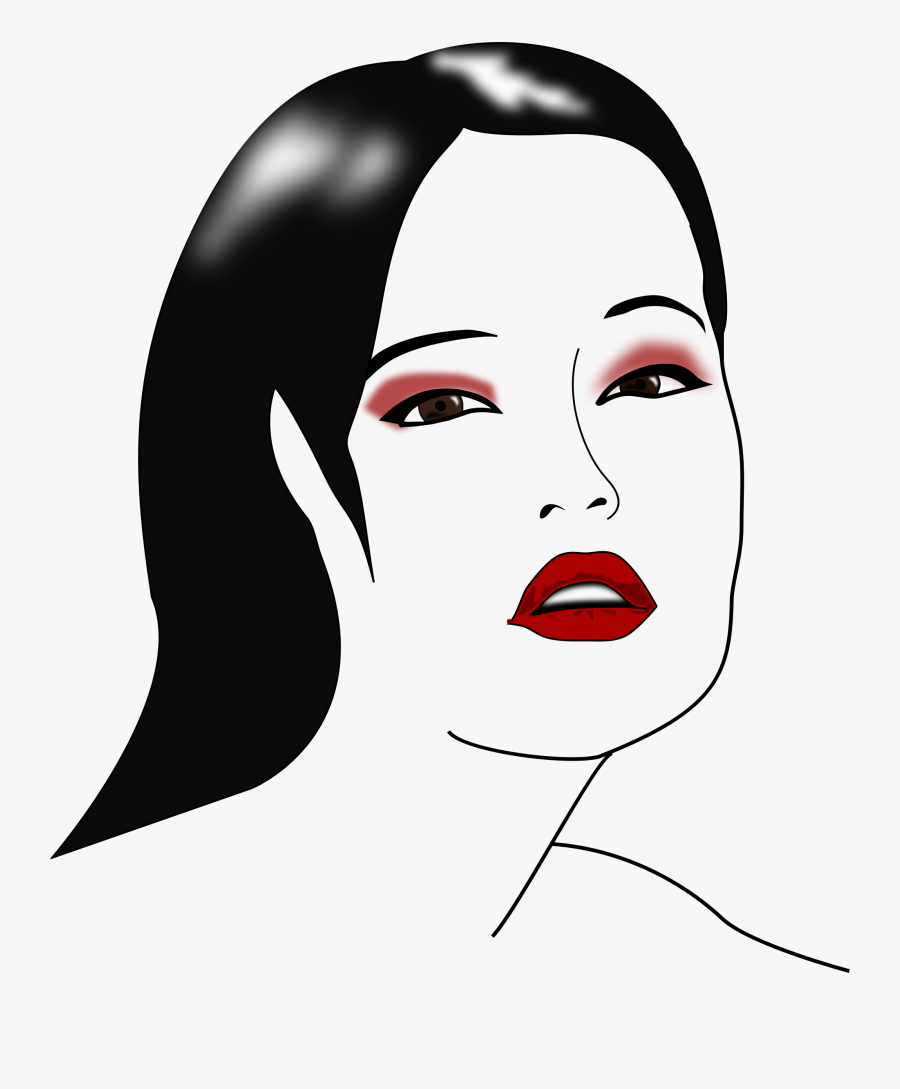 Emotion,art,black Hair - Face Female Makeup Png, Transparent Clipart