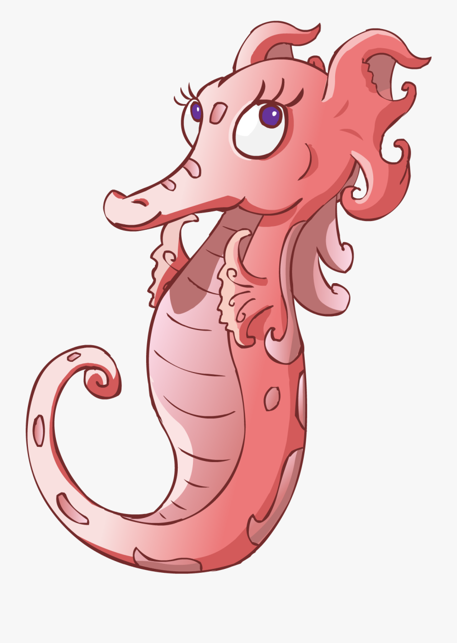 Cartoon Pink Seahorse, Transparent Clipart