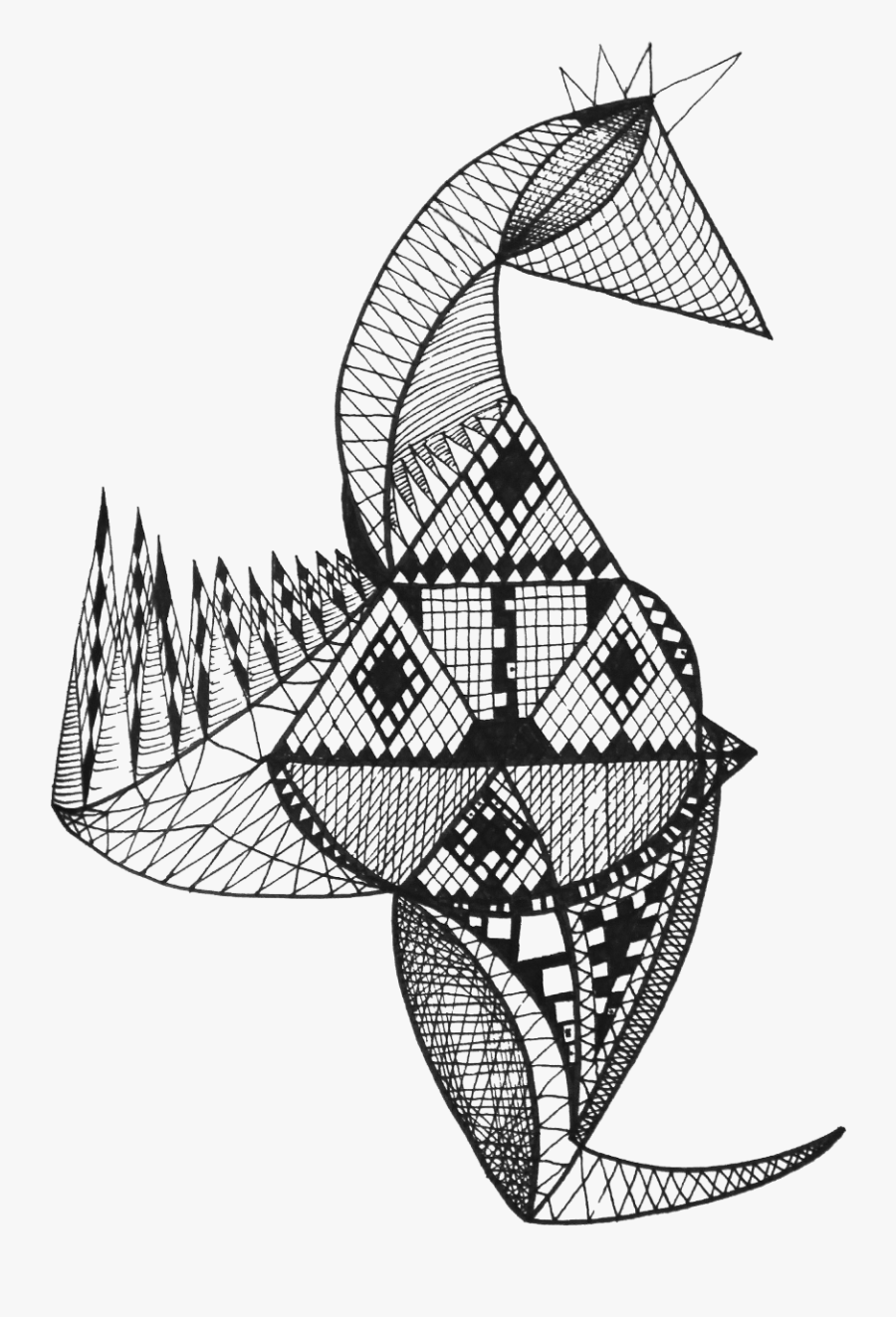 Clip Art Black And White Library Sea Horse Zentangle - Asymmetrical Drawing, Transparent Clipart