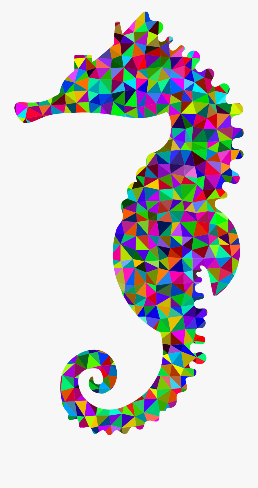 Low Poly Prismatic Seahorse Silhouette 2 Clip Arts - Low Polygon Seahorse, Transparent Clipart