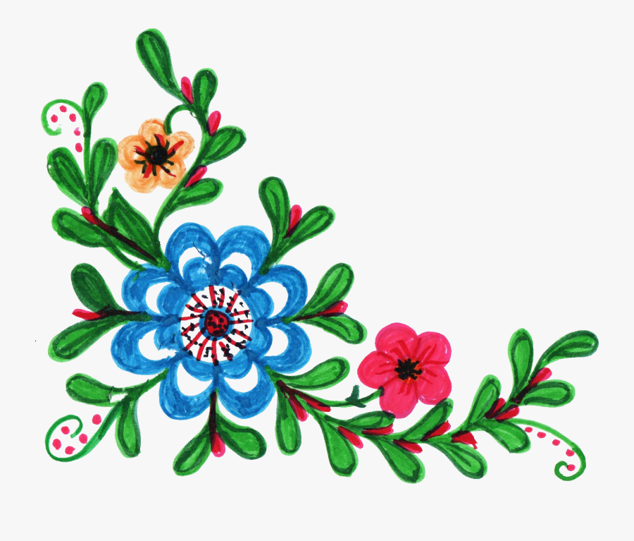 Clip Art Floral Corner Design - Colorful Flower Design Clipart, Transparent Clipart