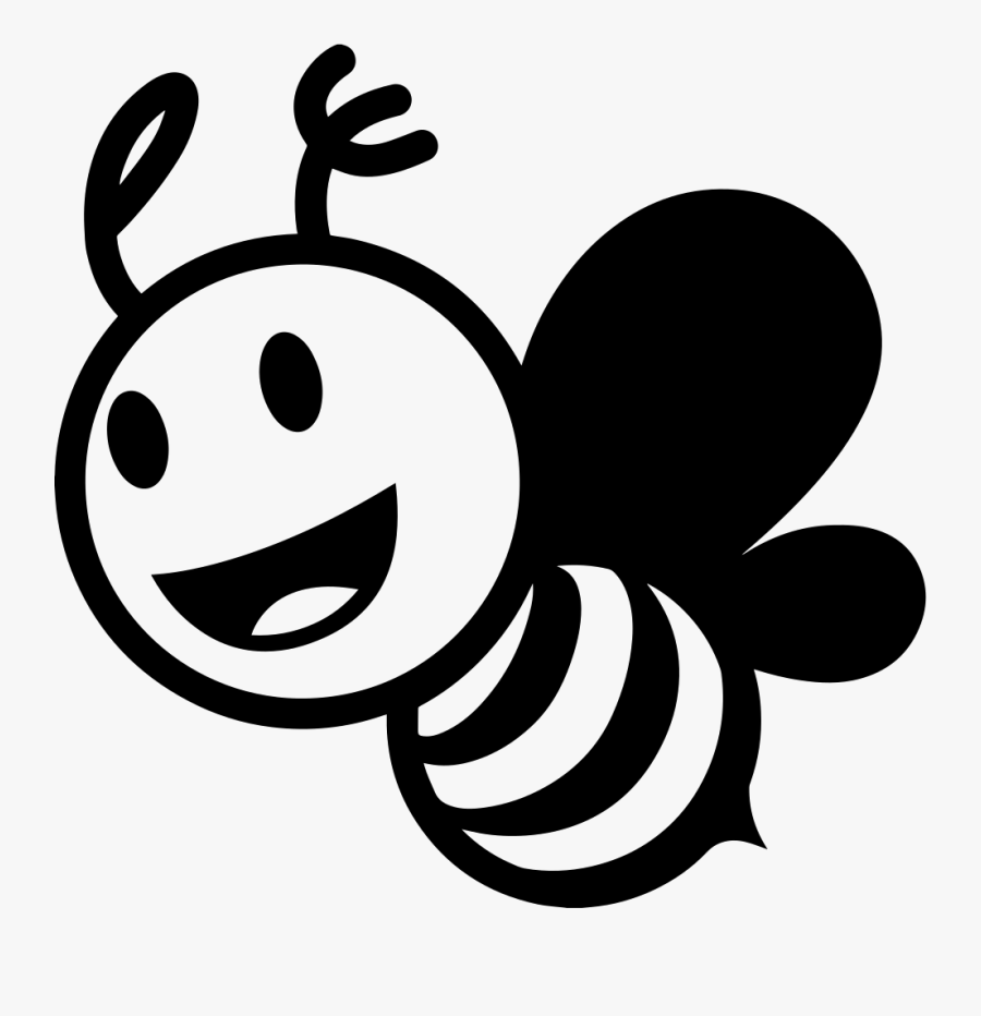 Cartoon,line Art,clip Art,smile,black And White,coloring - Bee Icon Png, Transparent Clipart