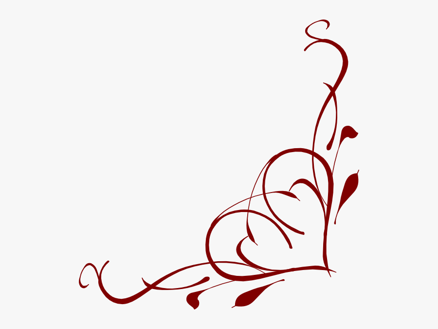 Scrollwork Clipart Embellishment - Heart Corner Border Png, Transparent Clipart