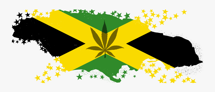 Jamaica Flag With Weed Leaf, Transparent Clipart