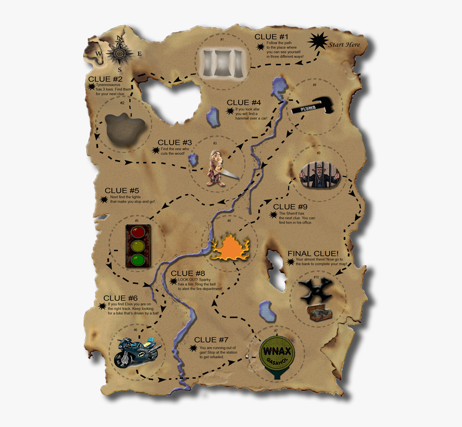 Scavenger Hunt Clipart Pirate Map - London Treasure Hunt Map, Transparent Clipart