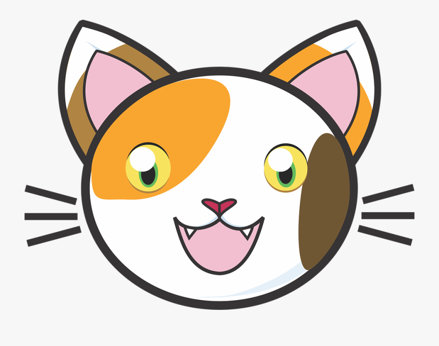 Adorable Clipart Cute Cat - Cute Cartoon Cat Face, Transparent Clipart