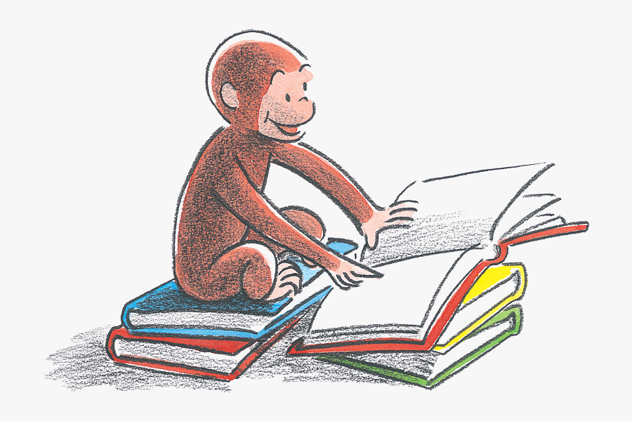 Curious George Reading Book, Transparent Clipart