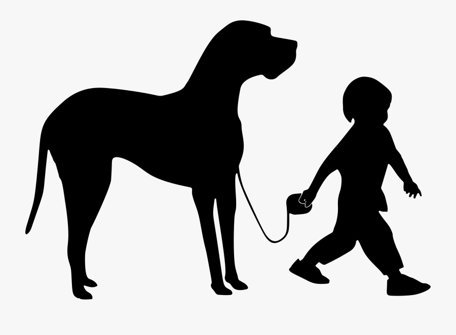 Human - Silhouette Boy And Dog, Transparent Clipart