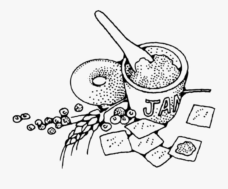 Jam, Sweet, Food, Kids, Breakfast, Delicious - Food And Drink Lineart, Transparent Clipart