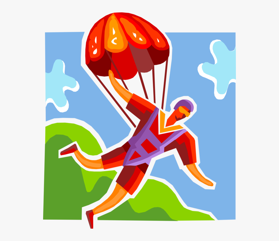 Vector Illustration Of Skydiving Skydiver Parachutist, Transparent Clipart