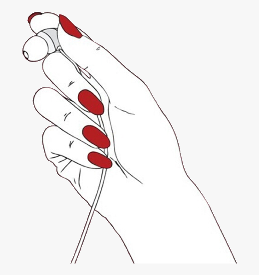 #hand #earbuds #music #red #nails #aesthetic #tumblr - Pink Pop Art Hand, Transparent Clipart