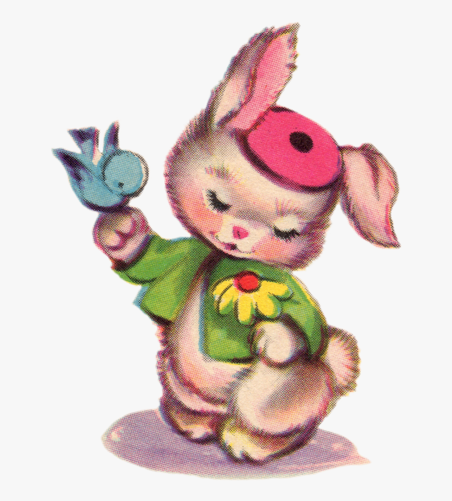 Cute Vintage Easter Bunny, Transparent Clipart