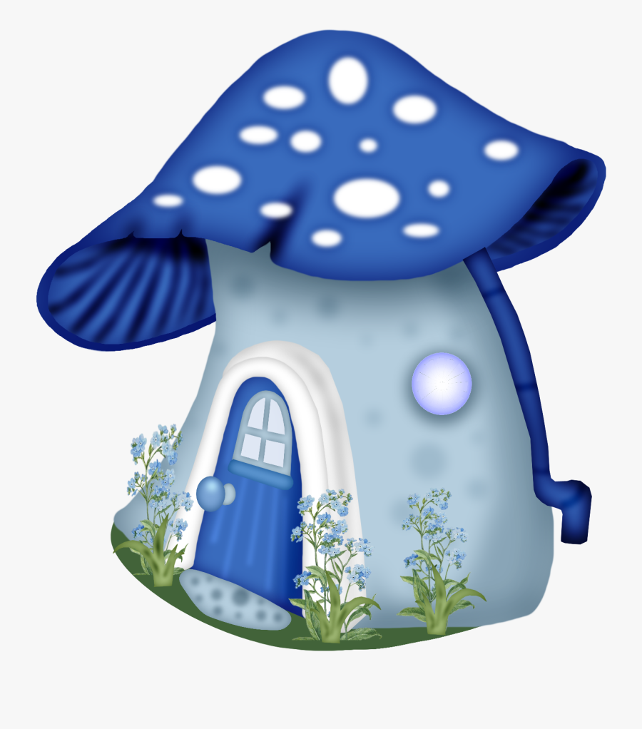 Transparent Mushroom Clipart - Blue Mushroom House Png, Transparent Clipart