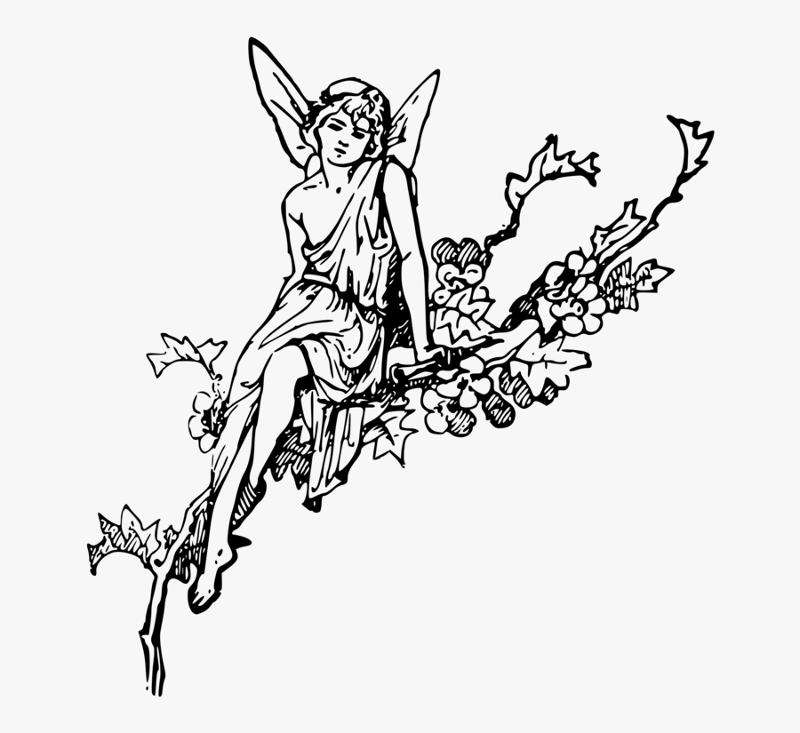 Art,monochrome Photography,artwork - Fairy Drawing Png, Transparent Clipart