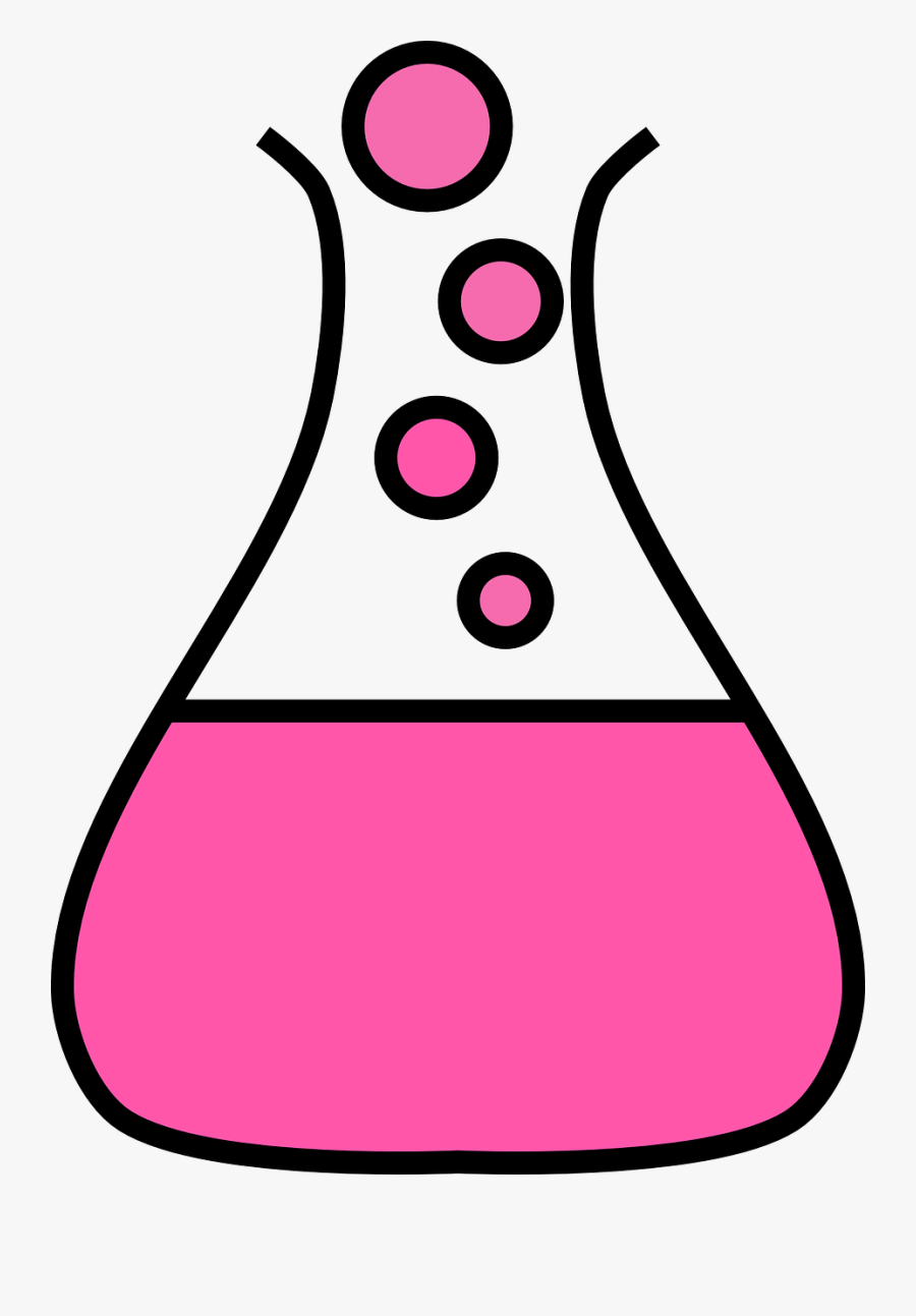 Flask, Pink, Fluid, Bubbles, Chemistry, Experiment - Science Beaker Clipart, Transparent Clipart