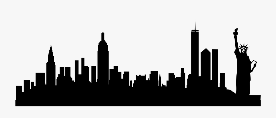 Skyline Silhouette, Silhouette Vinyl, Nyc Skyline, - New York Skyline Silhouette Transparent, Transparent Clipart