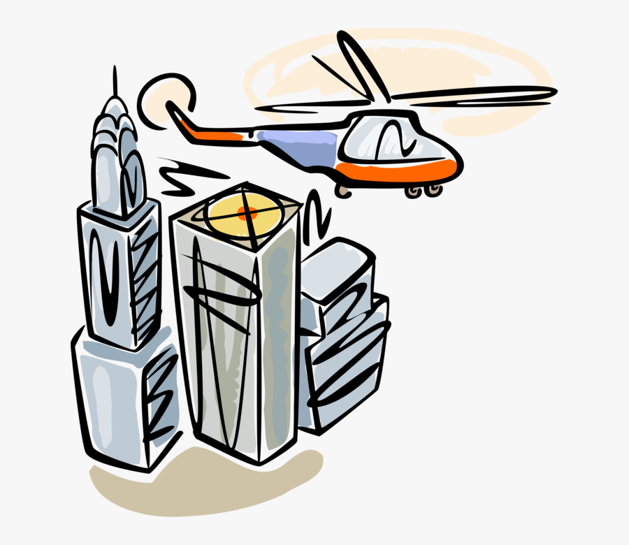 Vector Illustration Of Helicopter Aircraft Flies Over, Transparent Clipart
