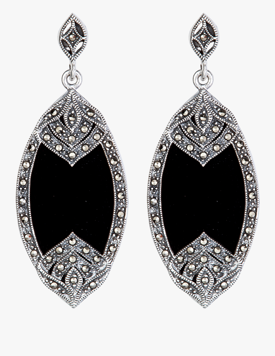 Large Marcasite Oval Earrings, Transparent Clipart