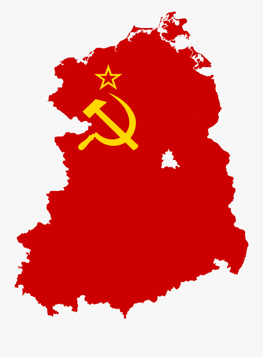Clip Art Cccp Flag - East Germany Map With Flag, Transparent Clipart