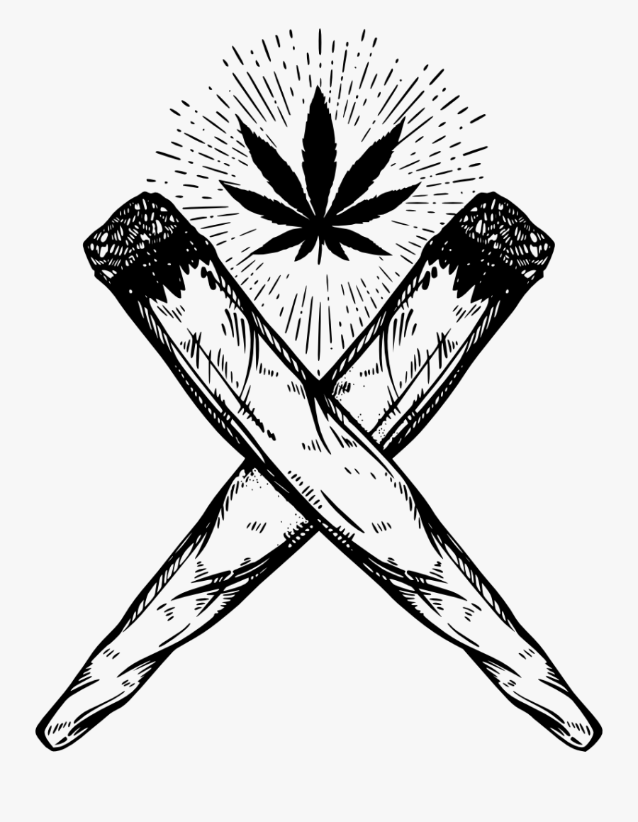 Joint Drawing Cannabis Smoking - Drawing Cannabis, Transparent Clipart