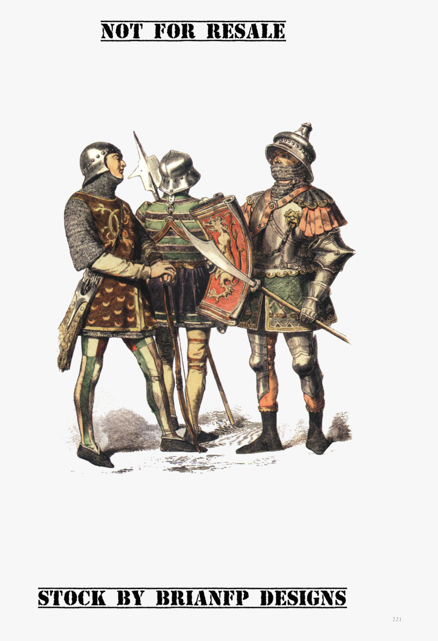 Medieval Knight Group Set - Burgundian Knights, Transparent Clipart