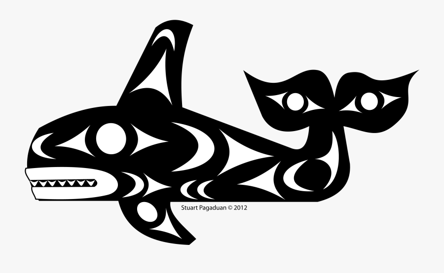 Killer Whale Qul Lhanumutsun - Black And White Aboriginal Clipart, Transparent Clipart