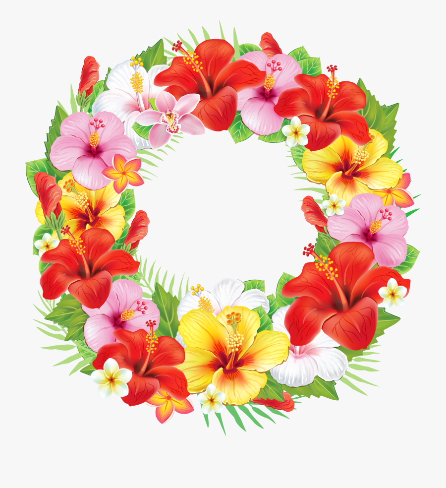 Wreath Of Exotic Flowers Png Clipart Picture - Wreath With Flowers Png, Transparent Clipart