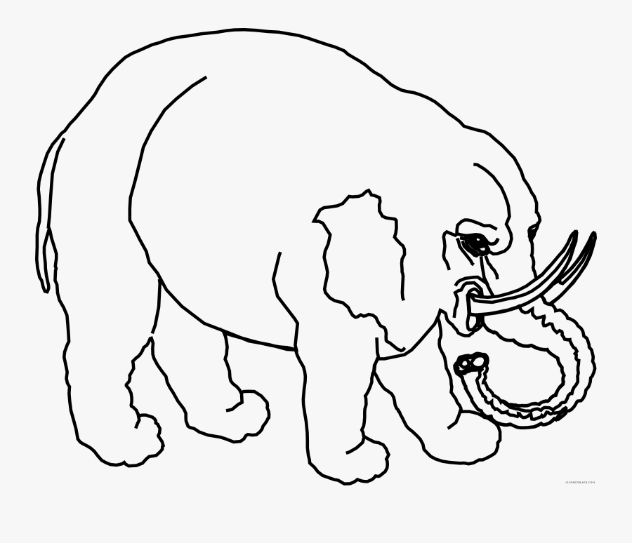 Elephant Outline Animal Free Black White Clipart Images - Elephantclip Art Black And White, Transparent Clipart