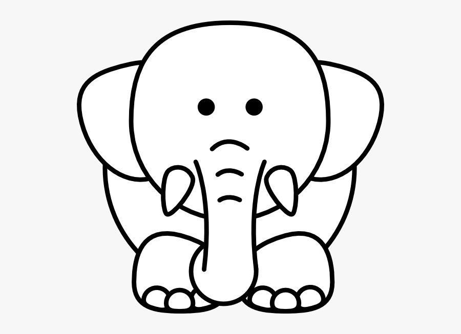 Cartoon Elephant Bw Clip - Cartoon Elephant Line Drawing, Transparent Clipart