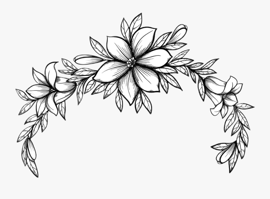 Download Green Flower Crown Lineart - Leaf And Flower Drawing ...