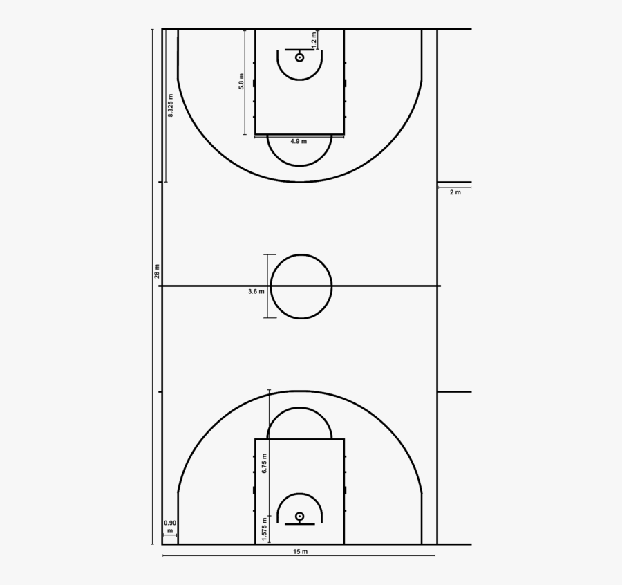 Basketball Floor Clipart - Fiba Basketball Half Court, Transparent Clipart