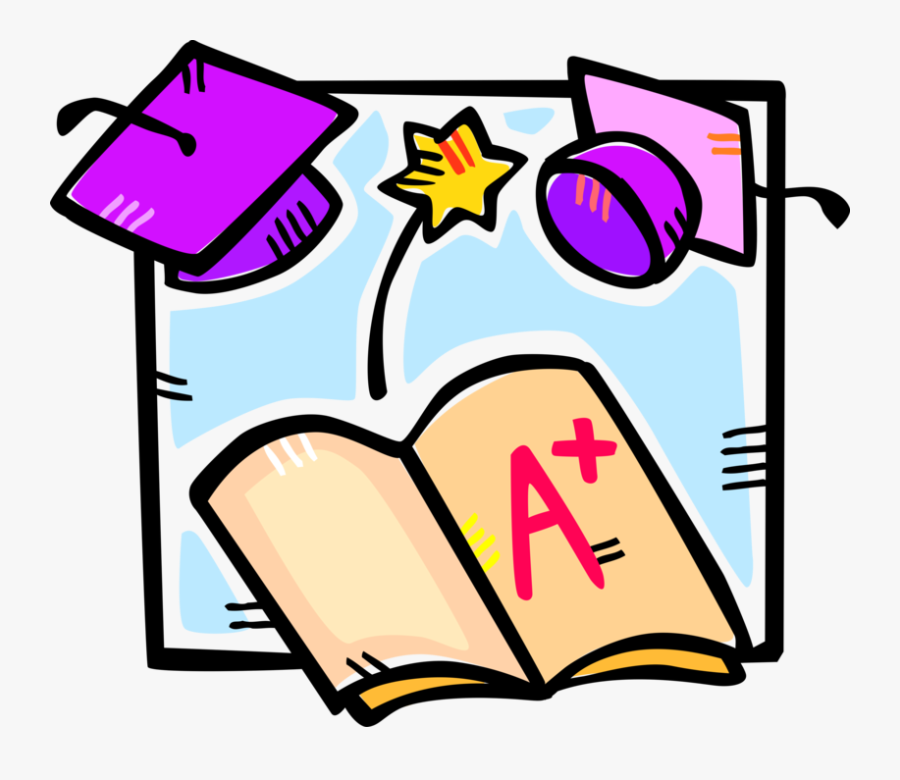 Mortarboard Caps And Student - Report Card Vector, Transparent Clipart