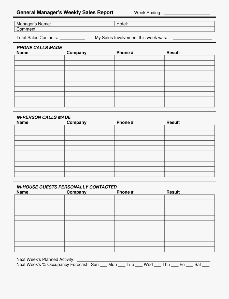 Clip Art Free Manager Weekly Template - Spreadsheet Monthly Sales Report Template, Transparent Clipart