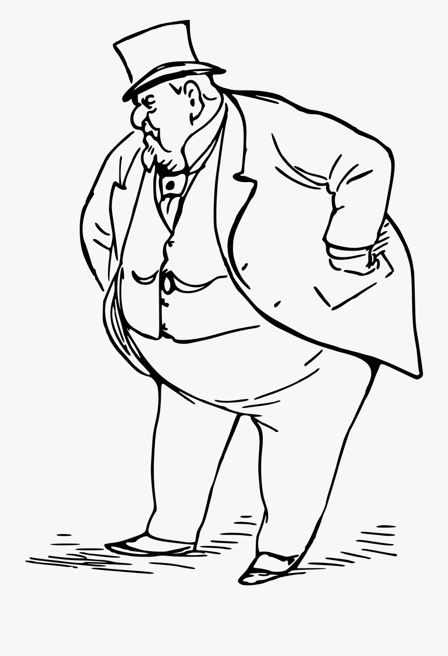 Clipart - Fat Man Clipart Black And White, Transparent Clipart